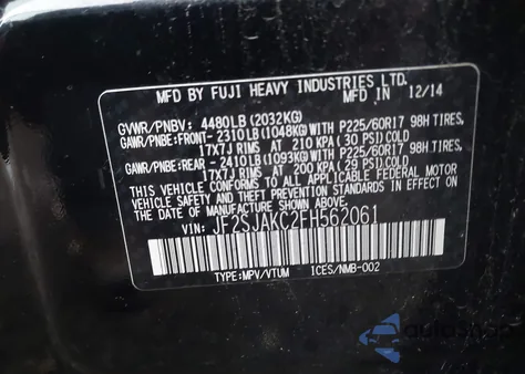 2015 Subaru Forester 2.5I Limited from USA, damaged, VIN JF2SJAKC2FH562061